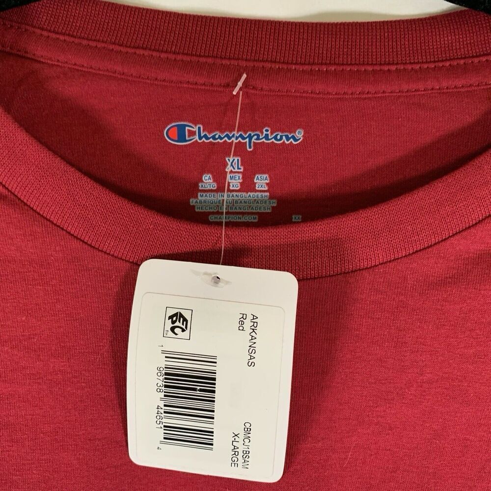 New Arkansas Razorbacks Shirt Men's L Grey Short Sleeve Embroidered Champion - Picture 5 of 7